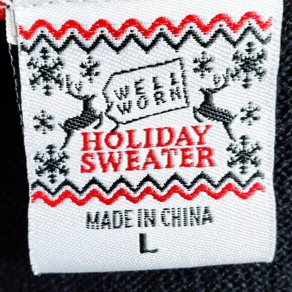 Well Worn 3D Antler Ugly Christmas Sweater Rudolph Chimney Holiday Party L - Picture 7 of 8
